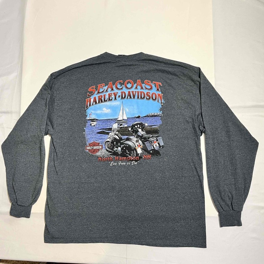 Vintage Harley Davidson T Shirt Mens New Hampton NH Long Sleeve Biker